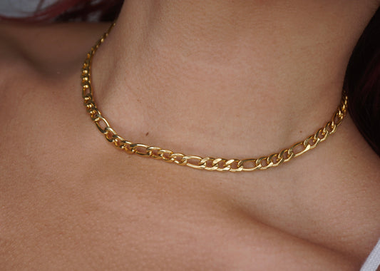 Woman 18K Gold Plated Figaro Thick