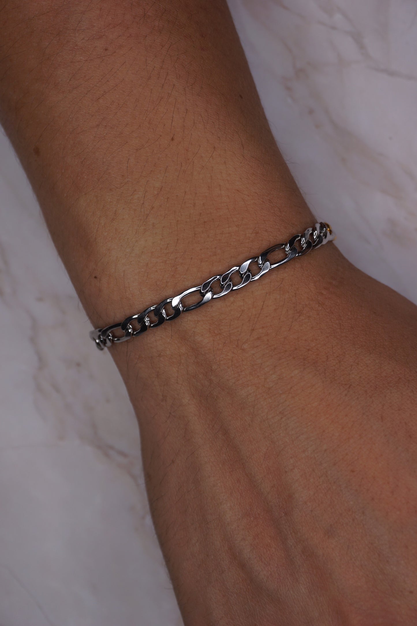 Men Silver Figaro Bracelet