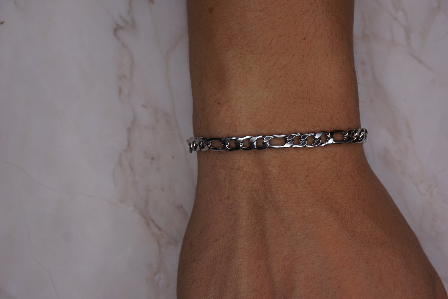 Men Silver Figaro Bracelet