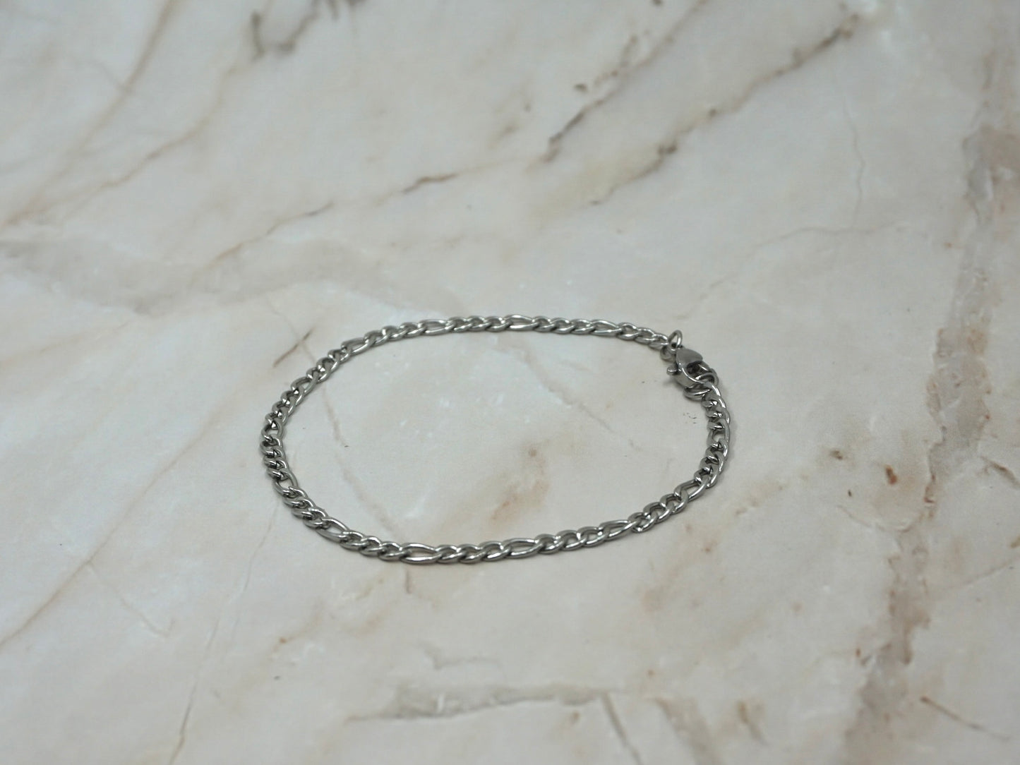 Men Silver Figaro thin Bracelet