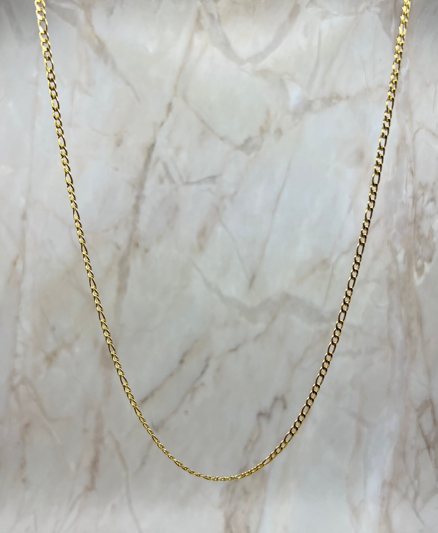 Men 18K Gold Plated Figaro Thin Chain Link