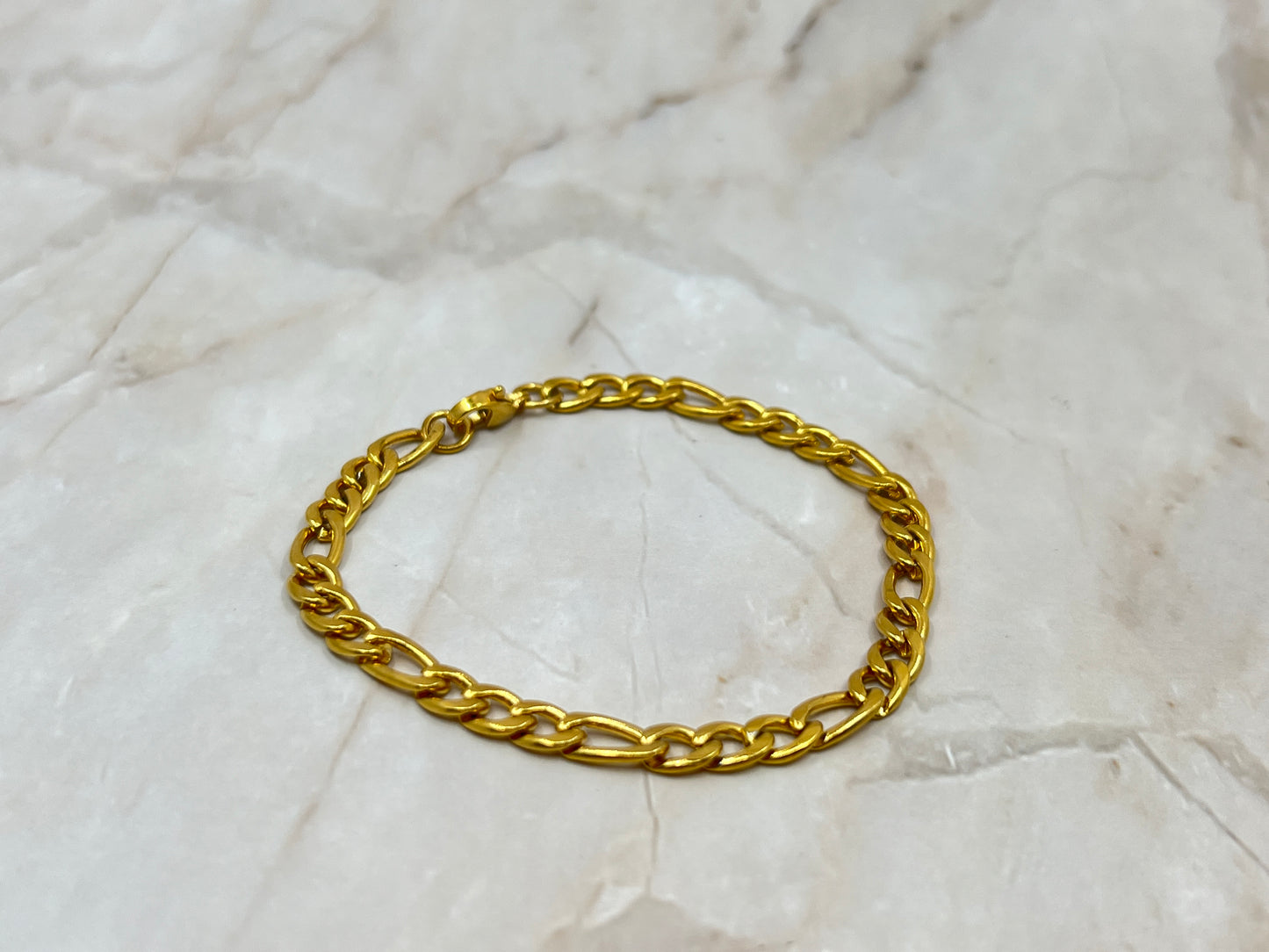 Men 18K Gold plated Figaro Bracelet