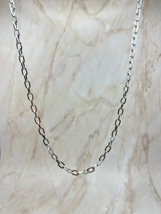 Women Silver Paper Clip Chain