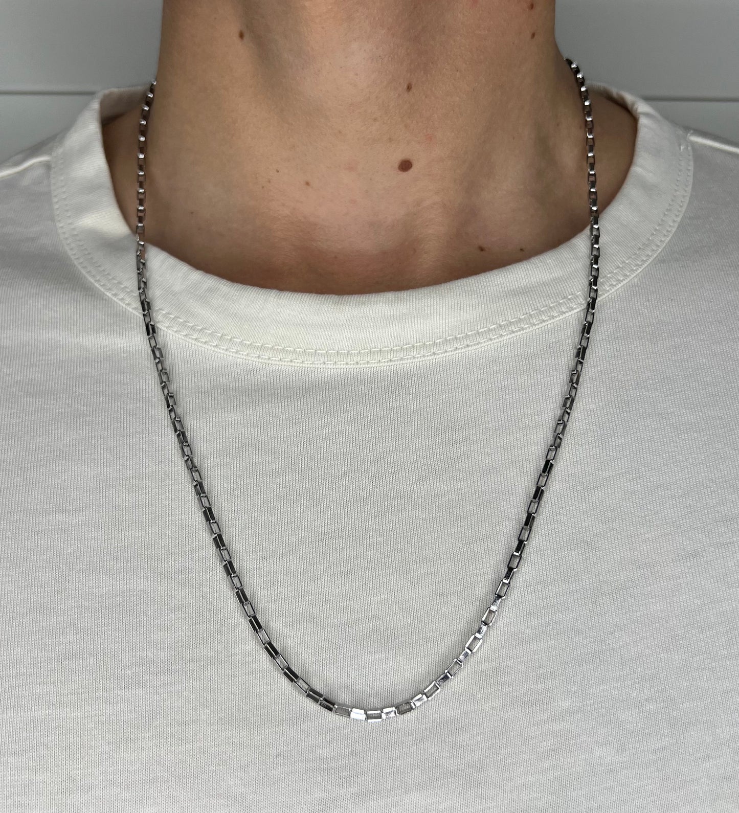 Men Silver Box Chain