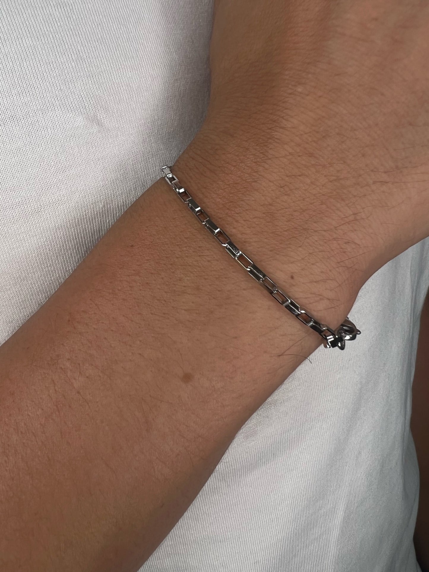 Men Silver Box Bracelet