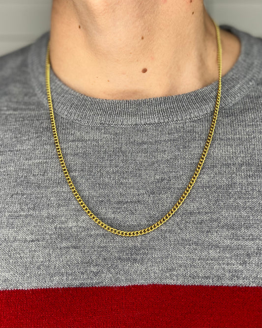 Men 18K Gold Curb Chain