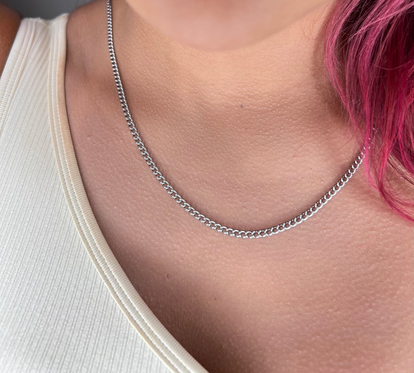 Women Silver Curb Chain