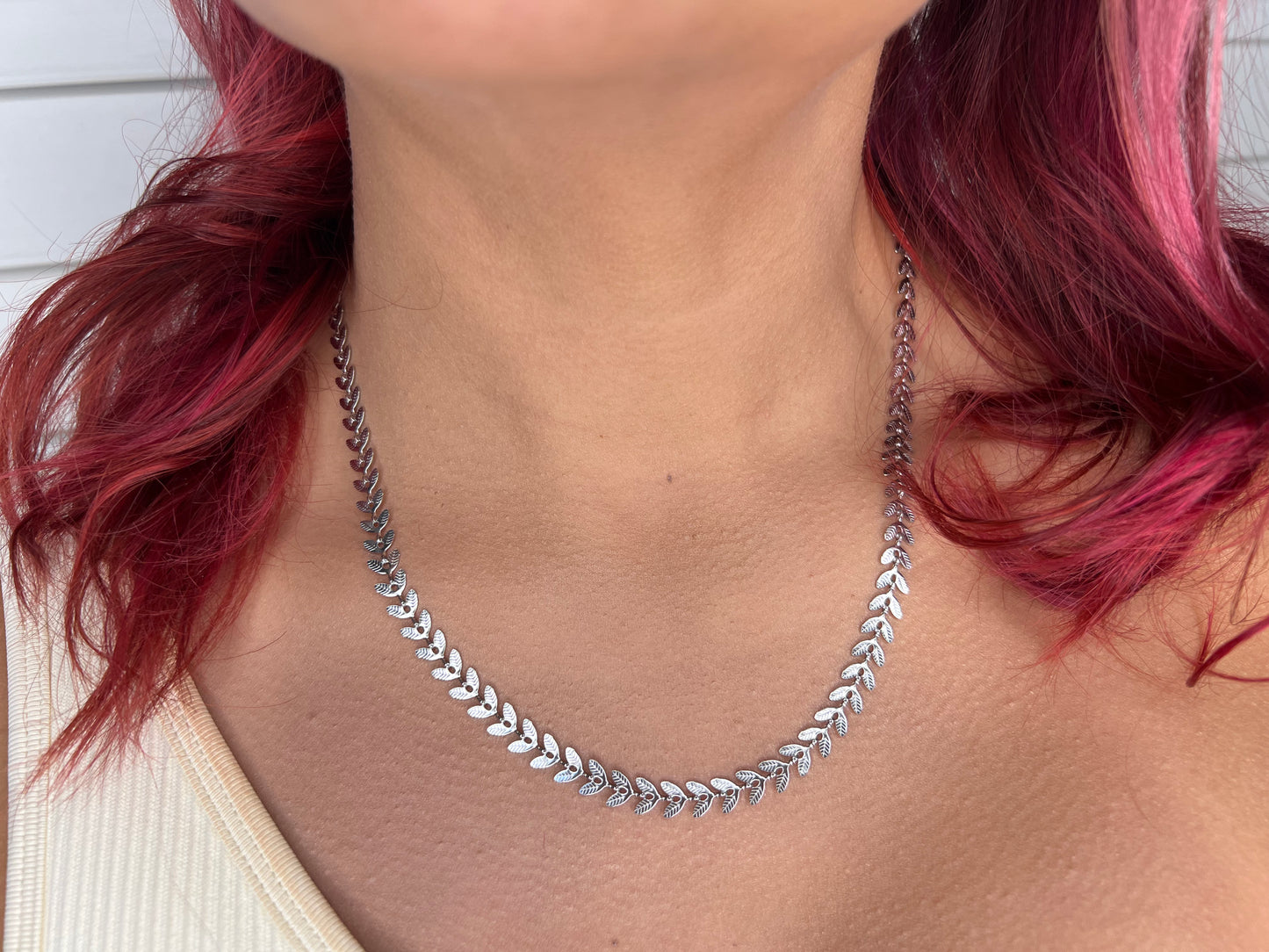 Women Silver Leaf Chain