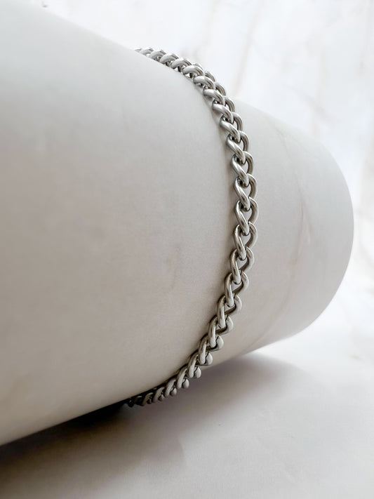 Men Silver Curb Bracelet