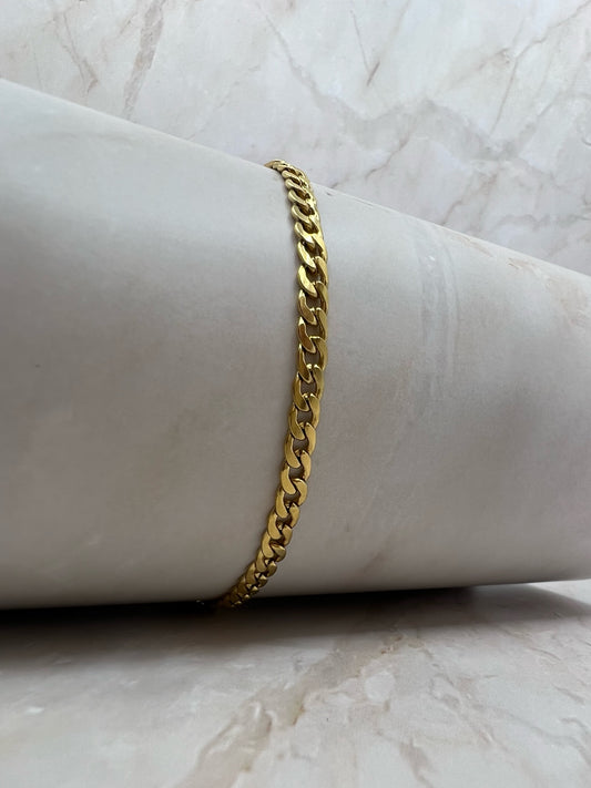 Woman 18K Gold plated thin Cuban link Bracelet