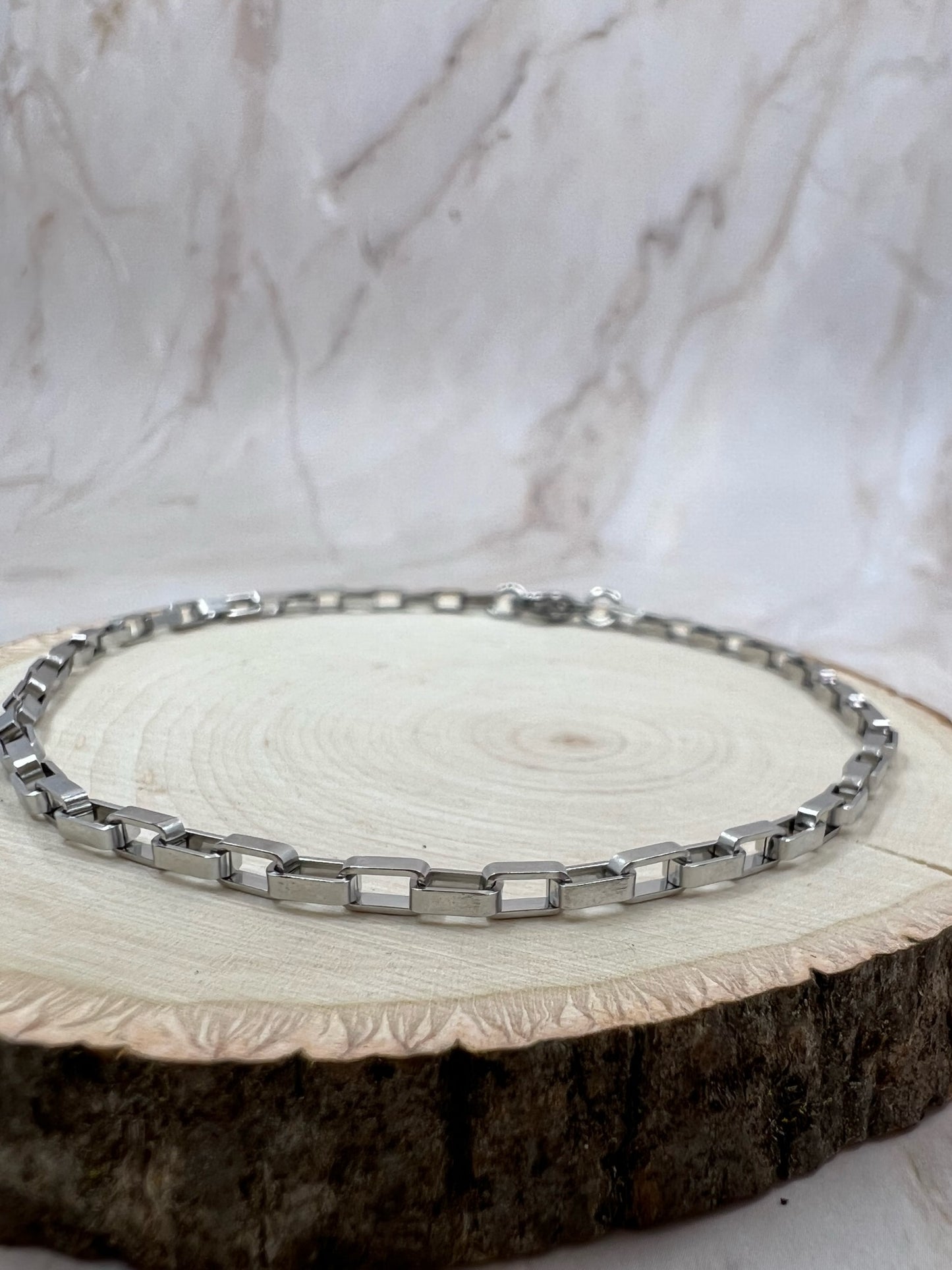 Men Silver Box Bracelet