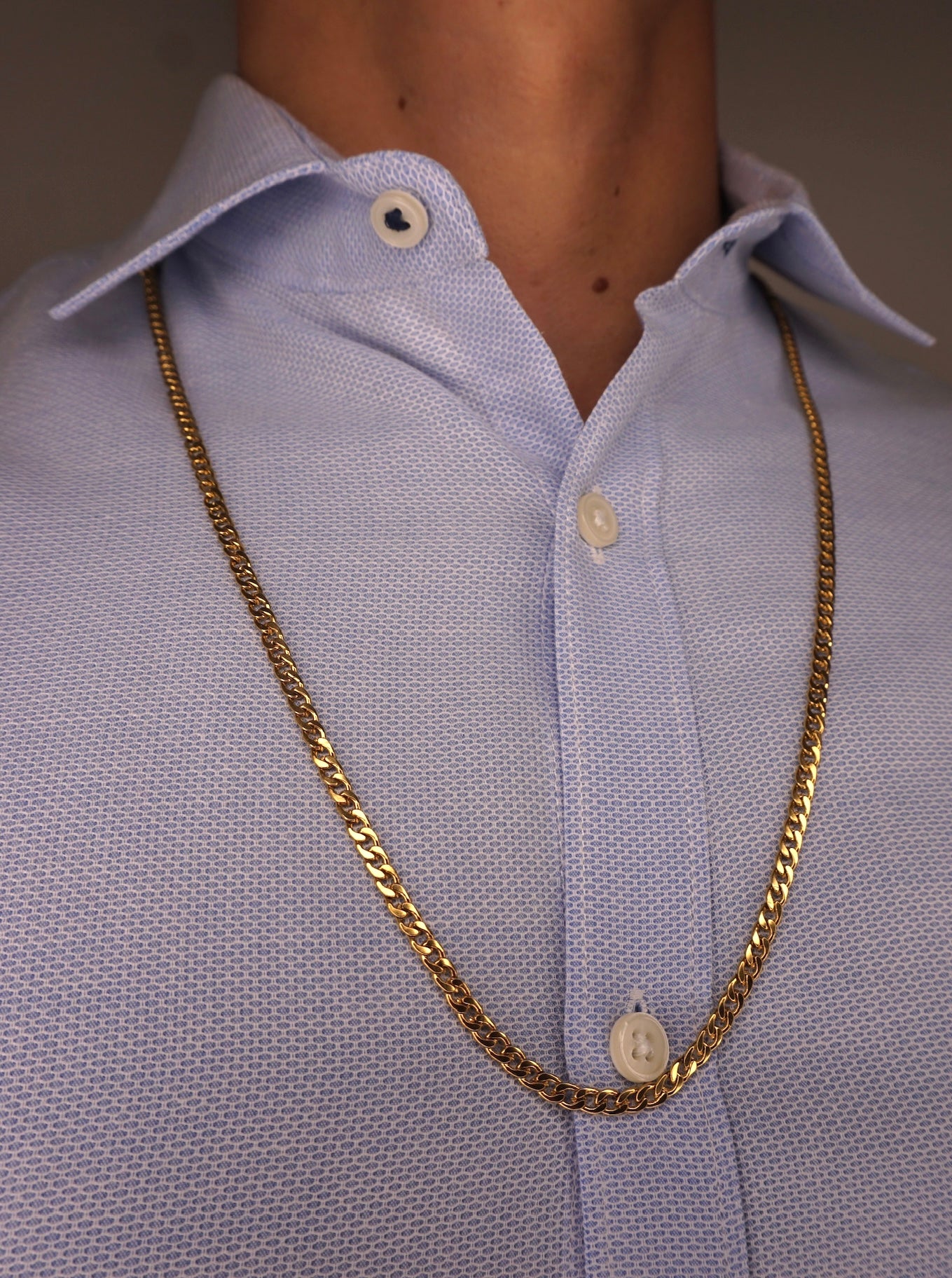 Men 18K Thin Gold Plated Cuban Link