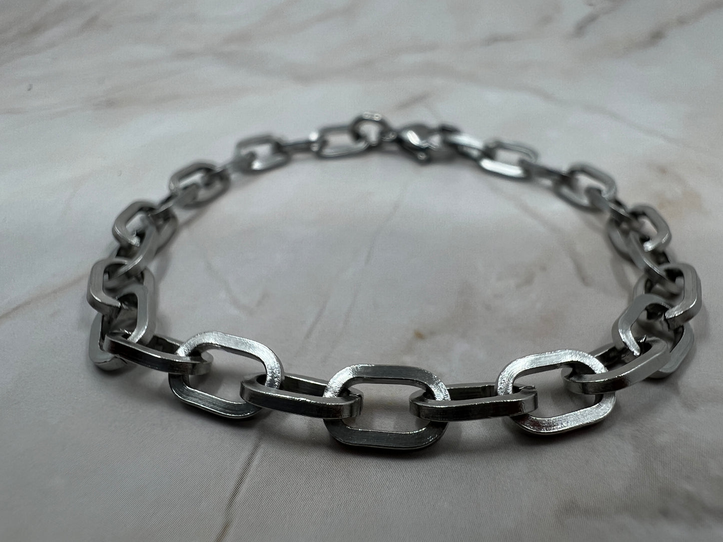 Men Silver Paperclip Bracelet