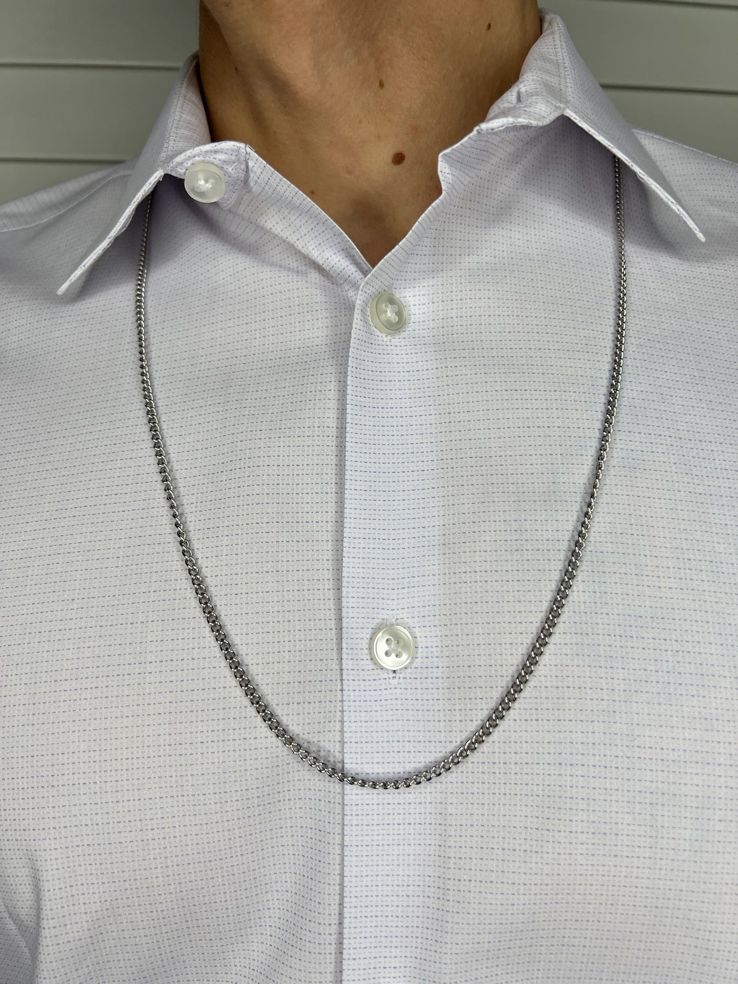 Men Silver Curb Chain