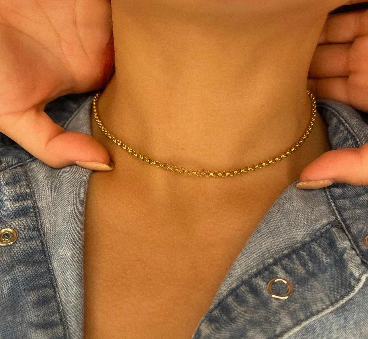 Woman 18k Gold Rolo Chain