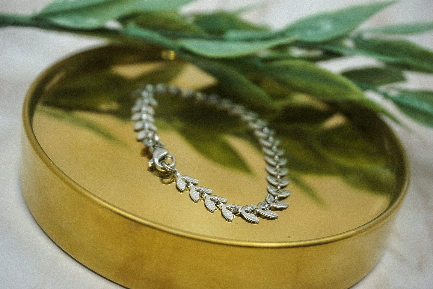 Women Silver Leaf Bracelet