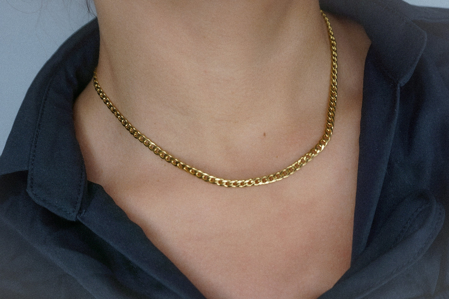 Woman 18K Thin Gold Plated Cuban Link